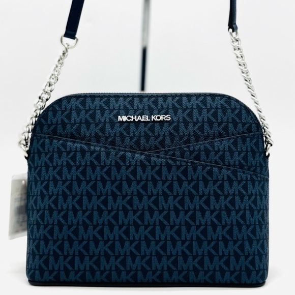 Michael Kors Medium Dome Jet Set Travel Xbody Bag Admiral Navy Blue - Picture 1 of 11